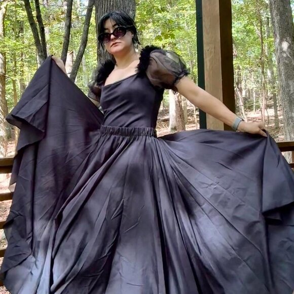 STUNNING ELPHABA WITCHY Y2K VINTAGE 'DAVID N' FULL & PLEATED CIRCLE MAXI SKIRT! - Picture 1 of 8